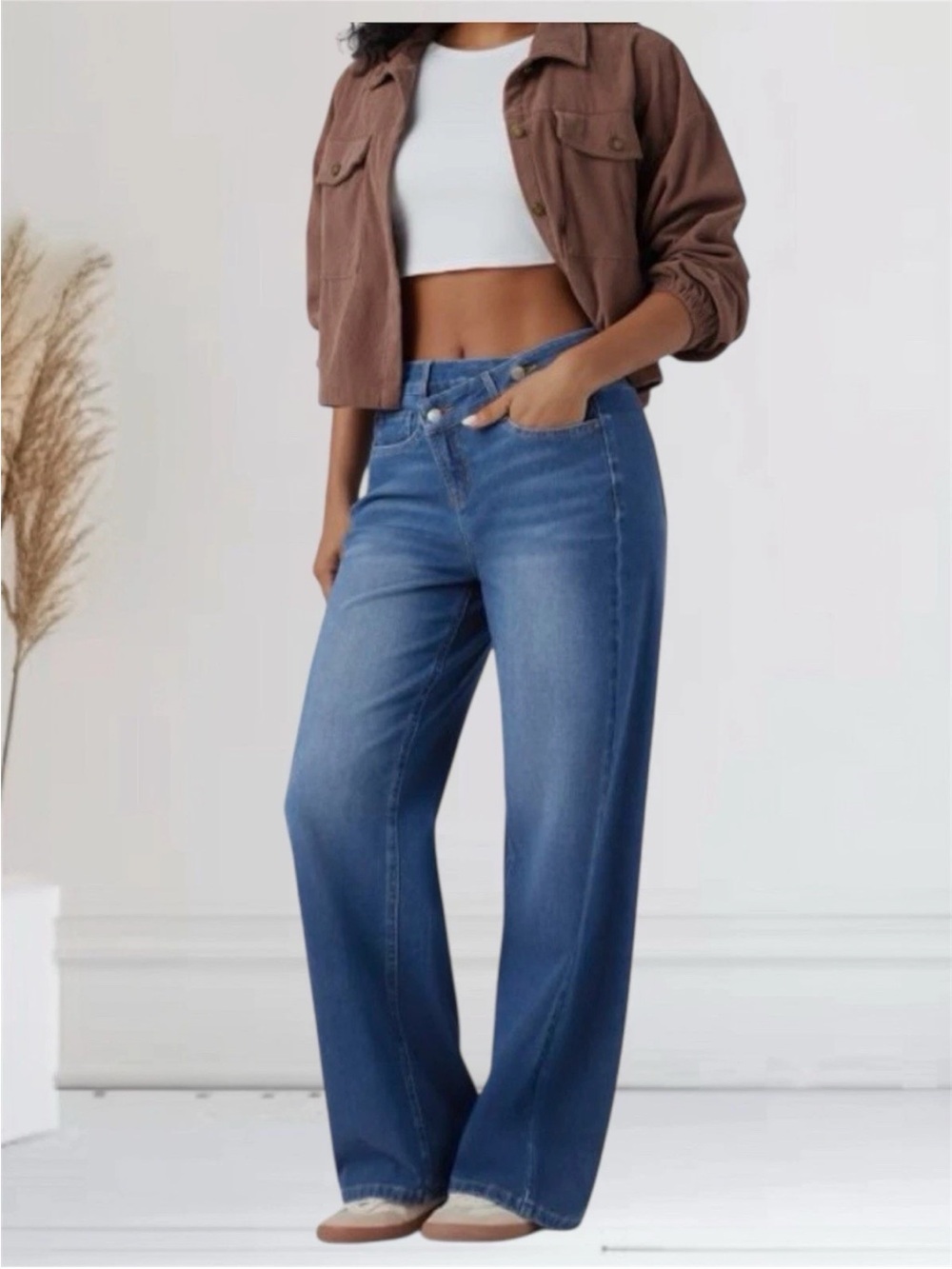 Halara Flex Asymmetric Baggy Wide Leg High Crossover Waistband Women's XL PETITE